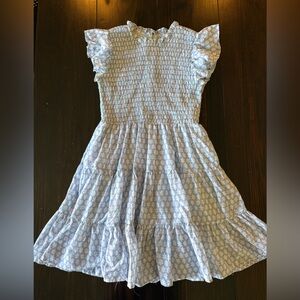 Elegant Blue and White Casual Dress